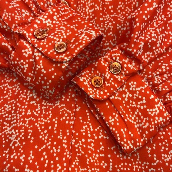 Vintage Amanda‎ Red Polka Dot Blouse | Puff Shoulder Tie Neck | Size Small - Picture 8 of 13